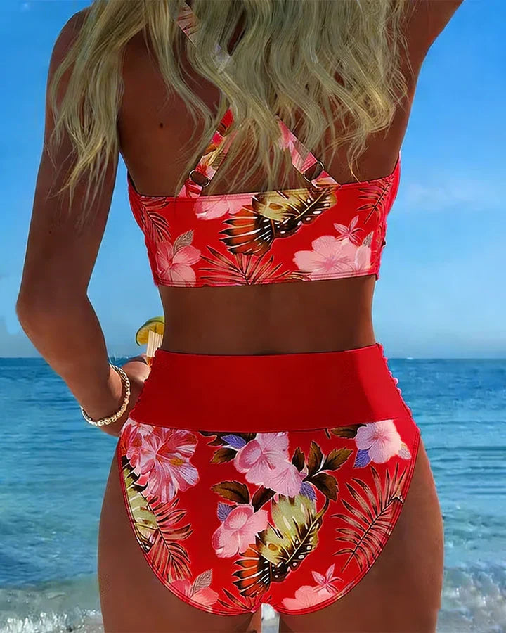 Angelina | Bikini floral reductor en contraste