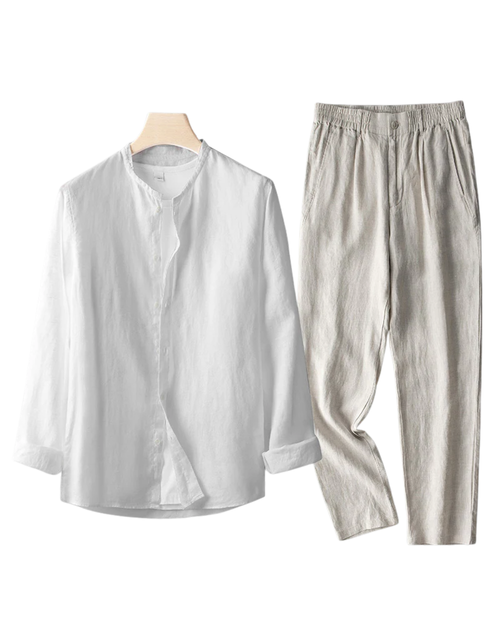 Lucas? - Conjunto casual sofisticado con camisa cl¨¢sica y pantal¨®n moderno