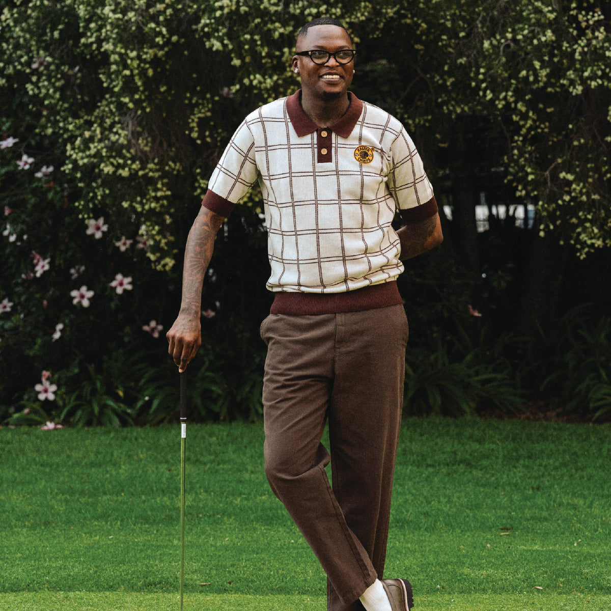 Kaizer Chiefs SS Check Knitted Jersey-Ivory