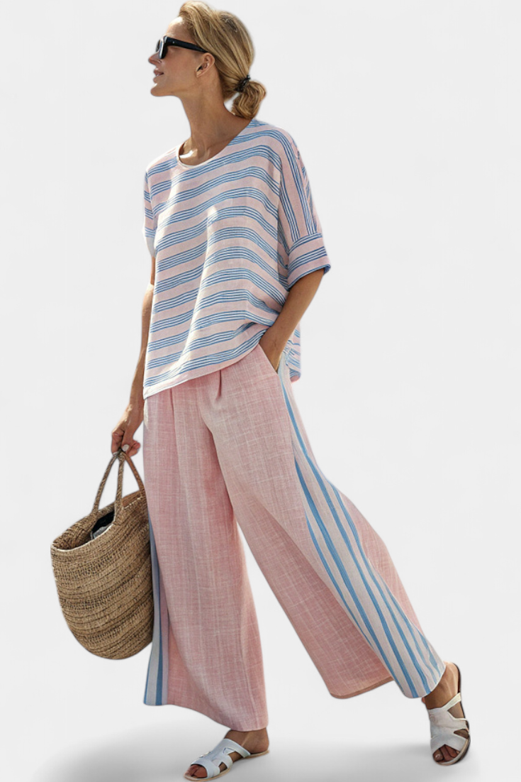 Celia - Conjunto de lino y bamb¨² rosa