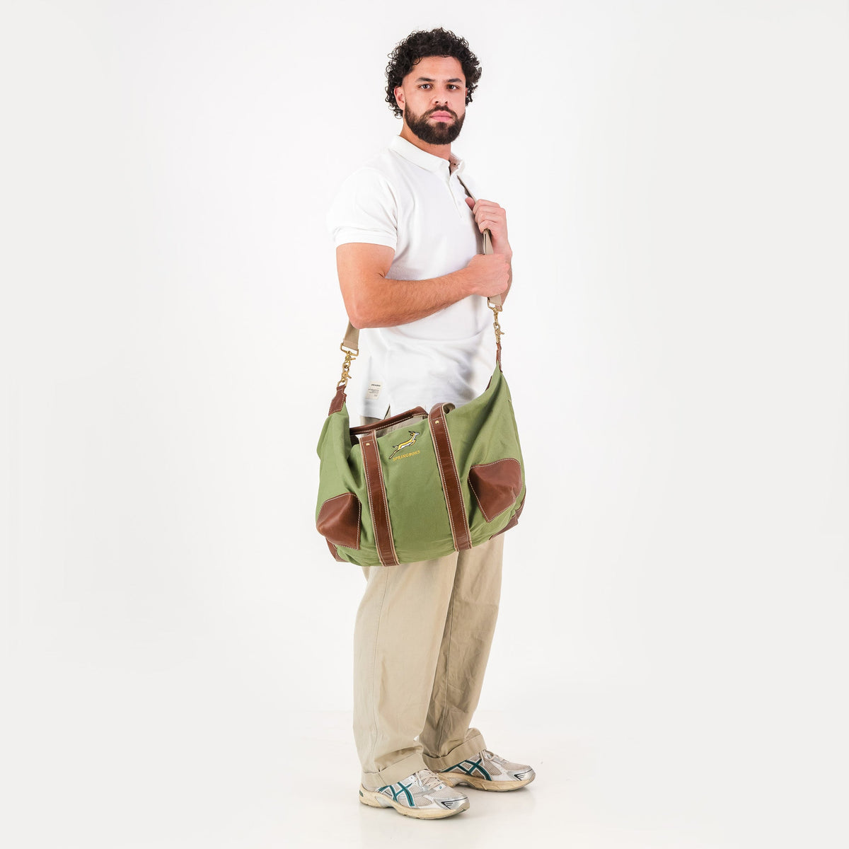 Springboks Canvas & Leather Travel Bag Military Olive