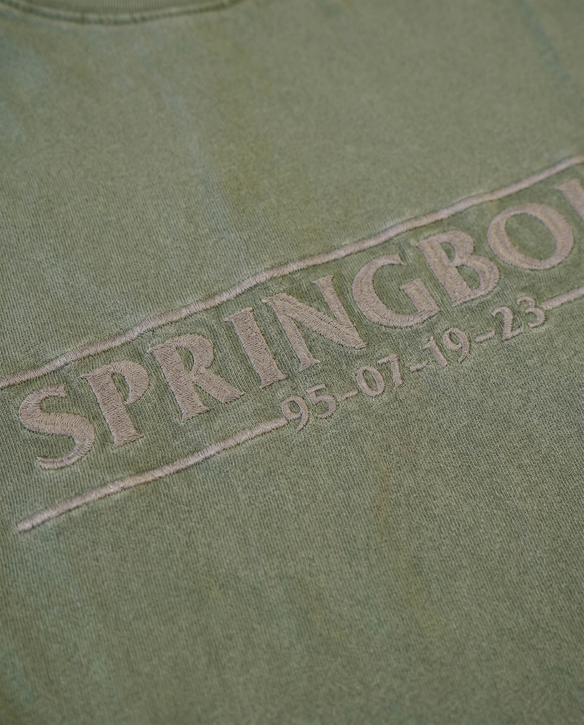 Springboks Four Wins Acid Wash Boxy Crew Tee Rifle Green