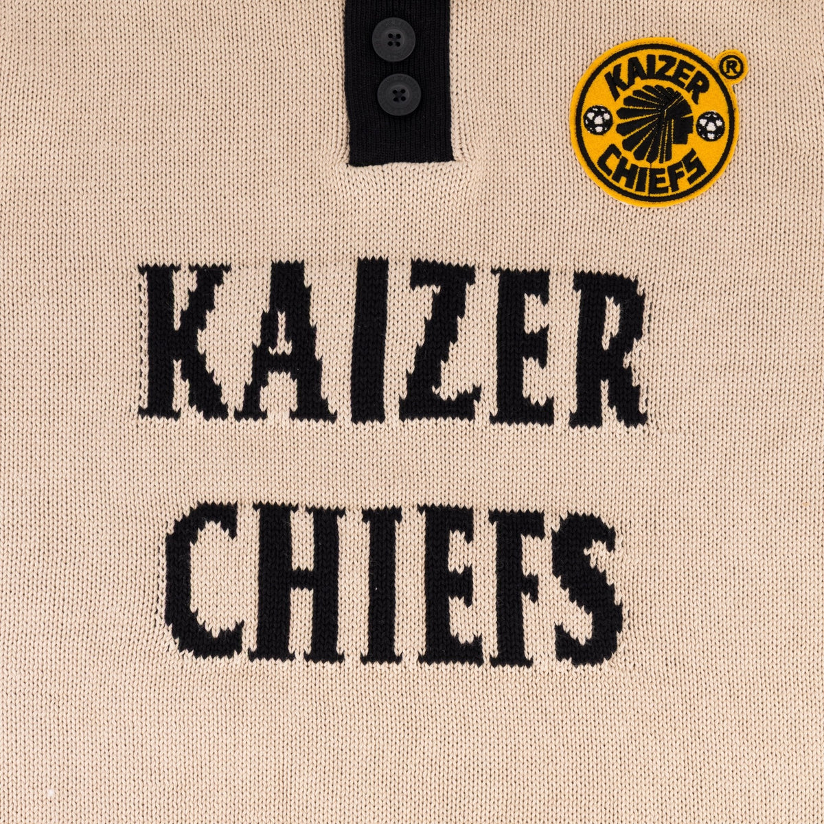 Kaizer Chiefs Heritage 3 Button Polo Knit SS Ivory