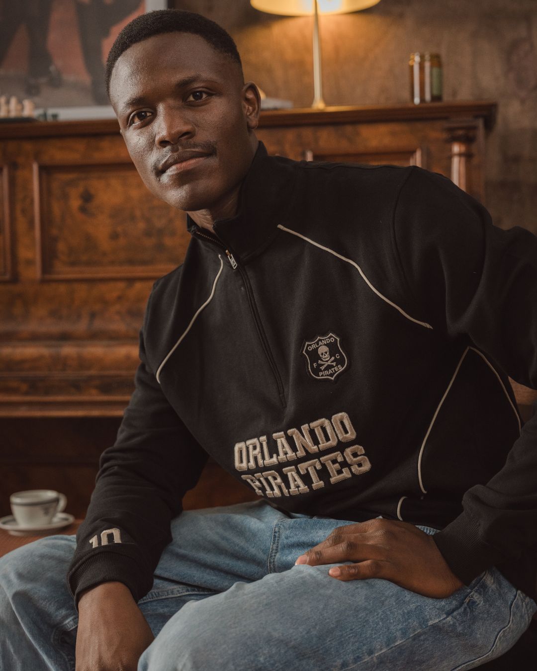 Orlando Pirates Piped Quarter Zip Sweat Black
