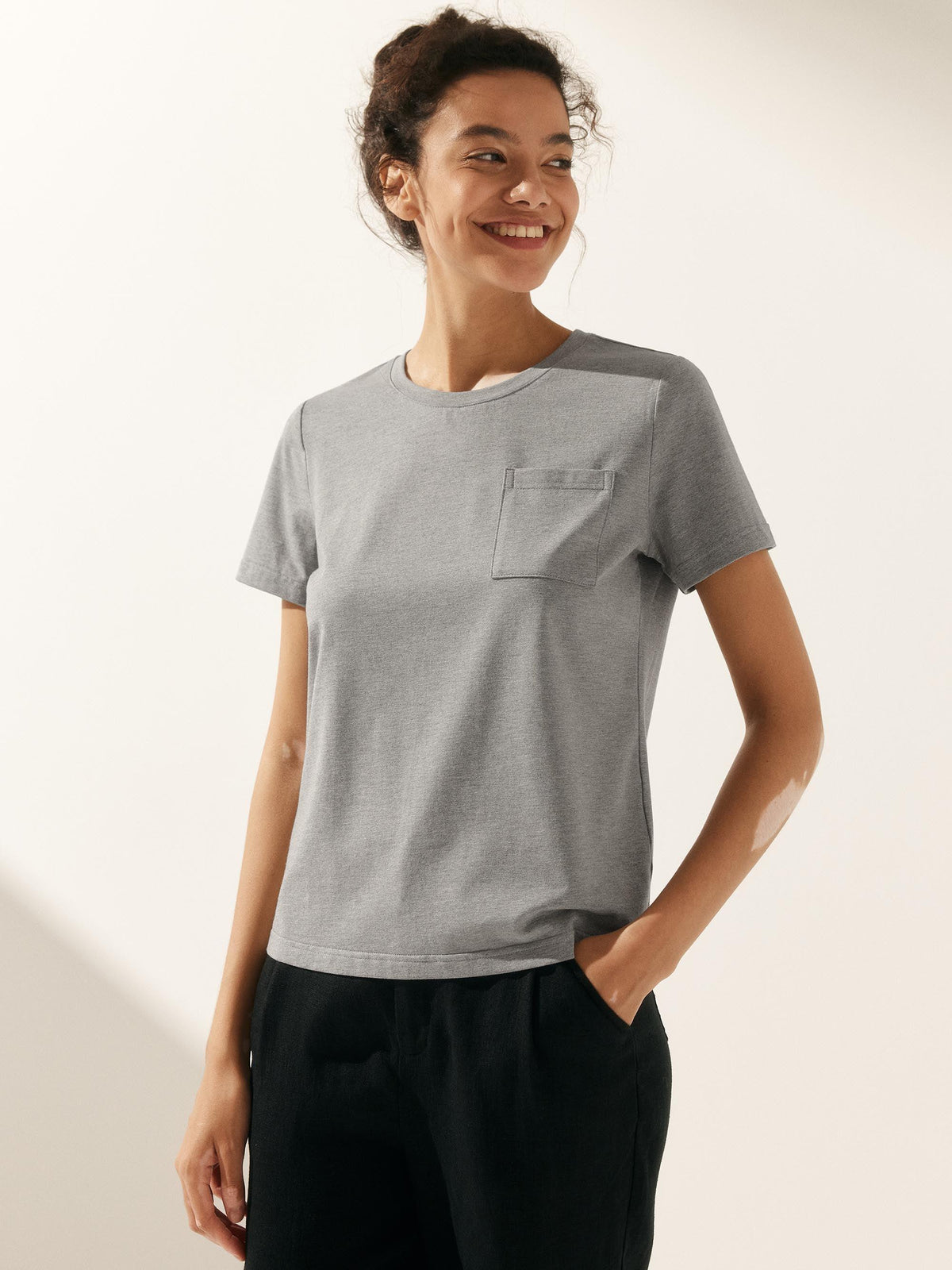 Stretch-Knit Bamboo Classic Basic Tee BELLE