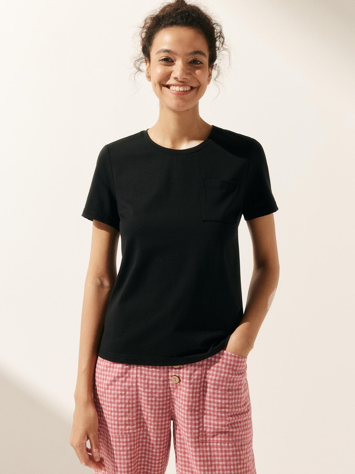 Stretch-Knit Bamboo Classic Basic Tee BELLE