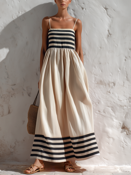 Noelia | Vestido maxi bicolor con tirantes finos