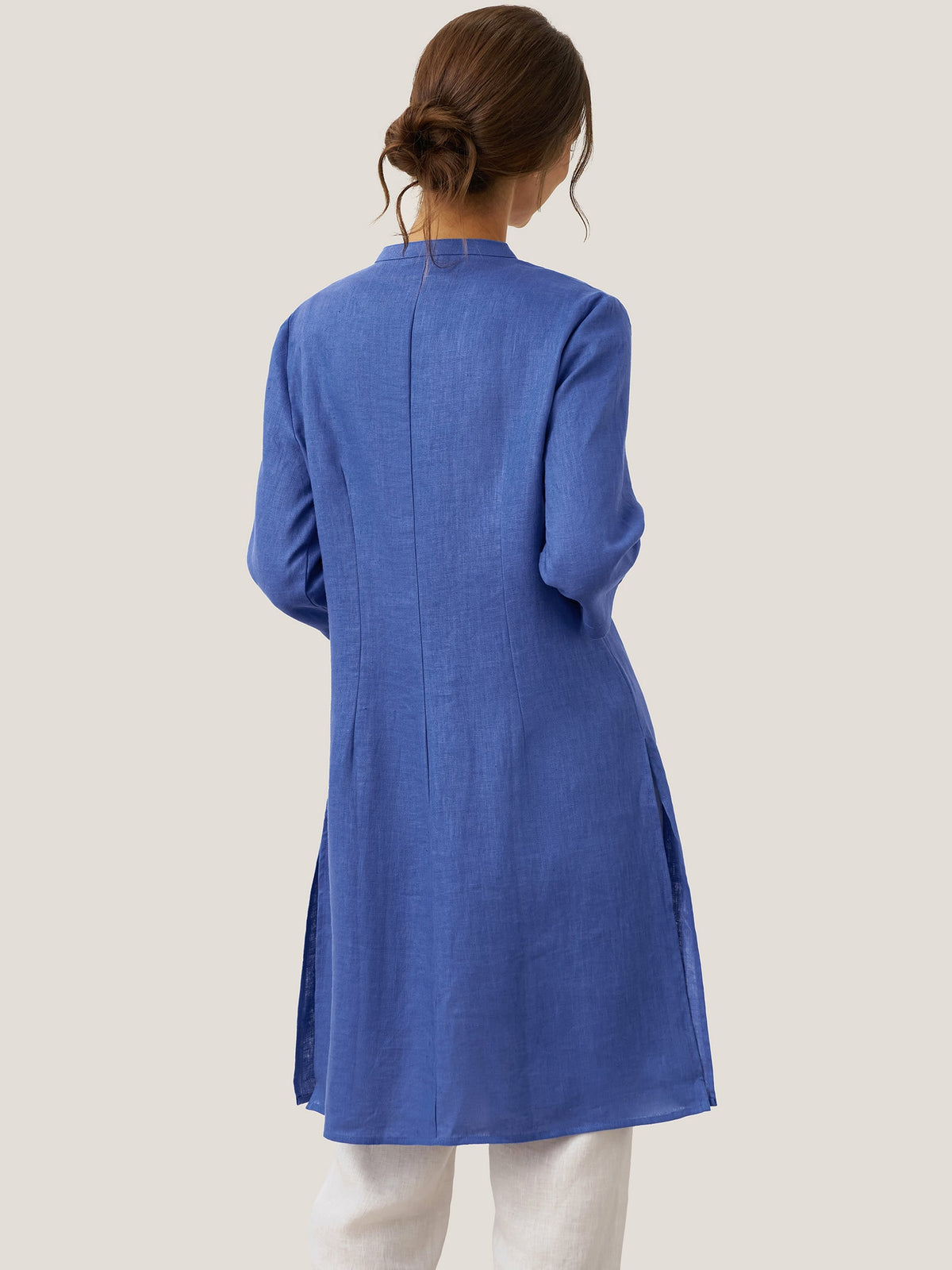 100% Linen Hand Button Long Top DILLON