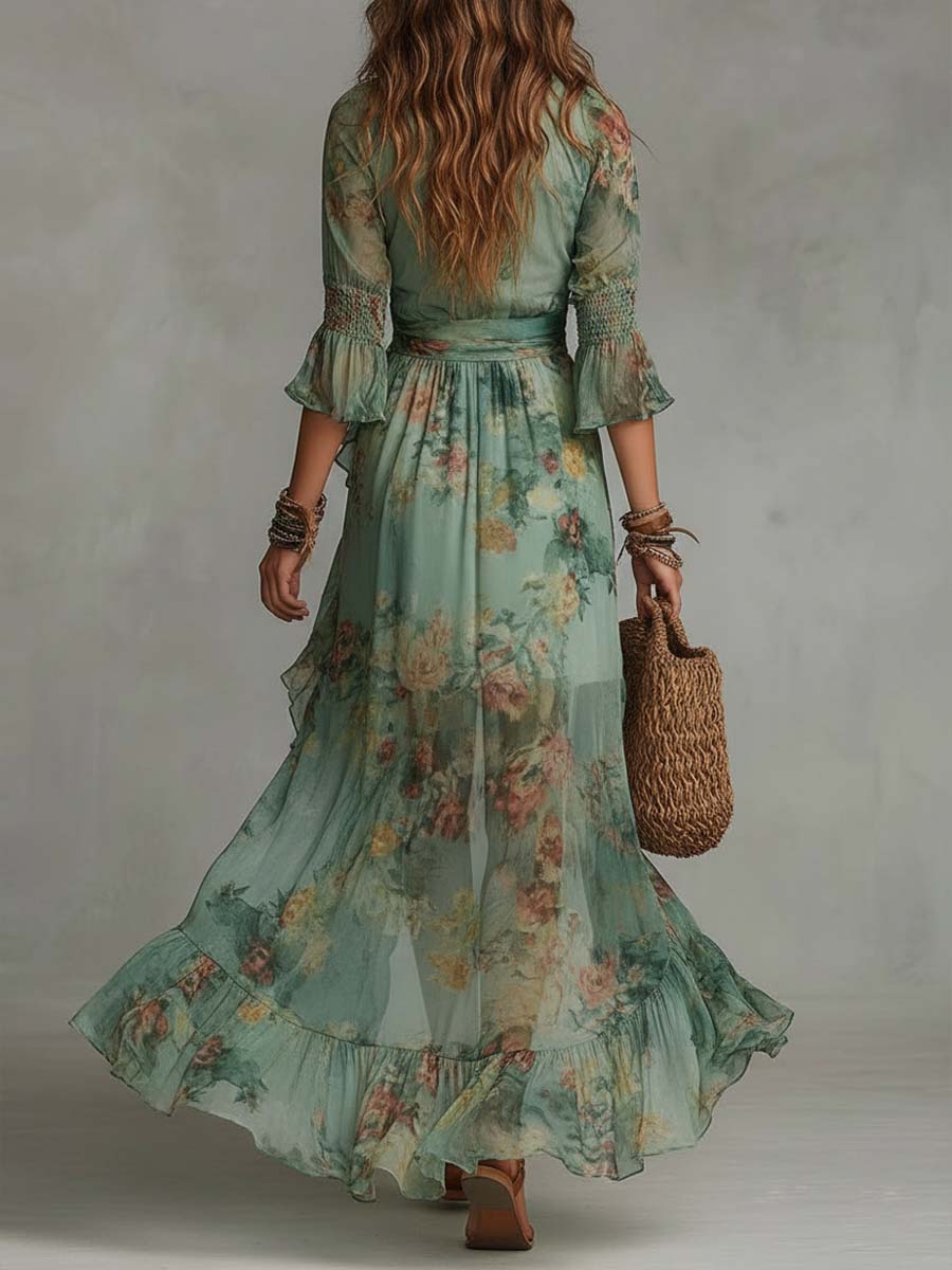 Alma | Vestido largo con estampado floral rom¨¢ntico