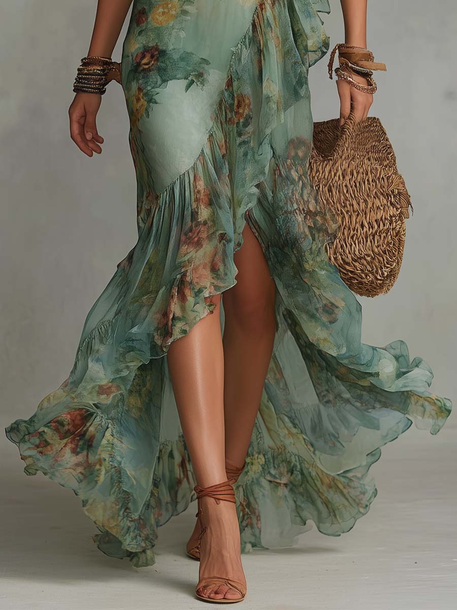 Alma | Vestido largo con estampado floral rom¨¢ntico