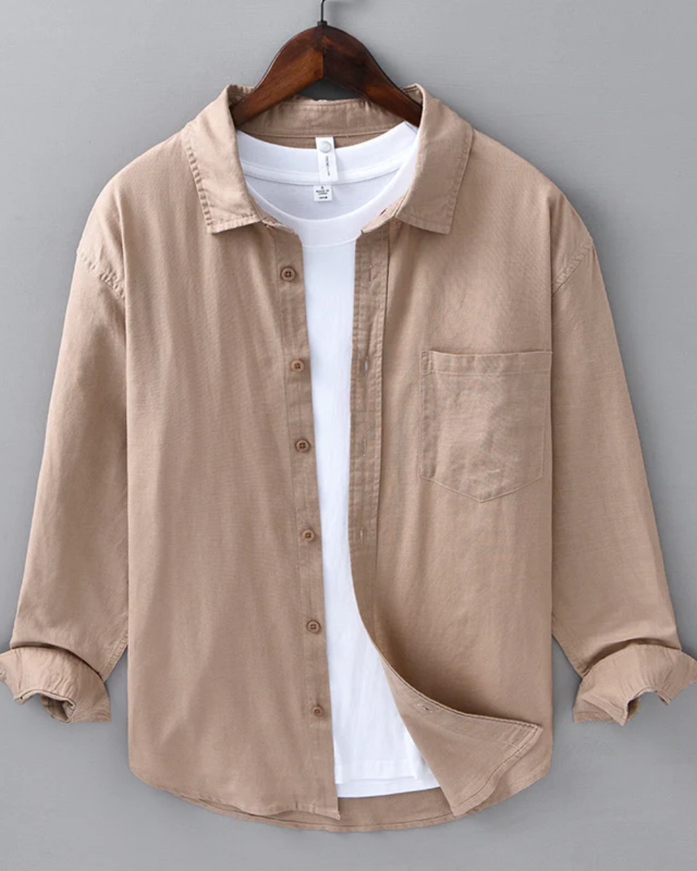 Eli¨¢n? - Camisa beige de lujo con dise?o distinguido