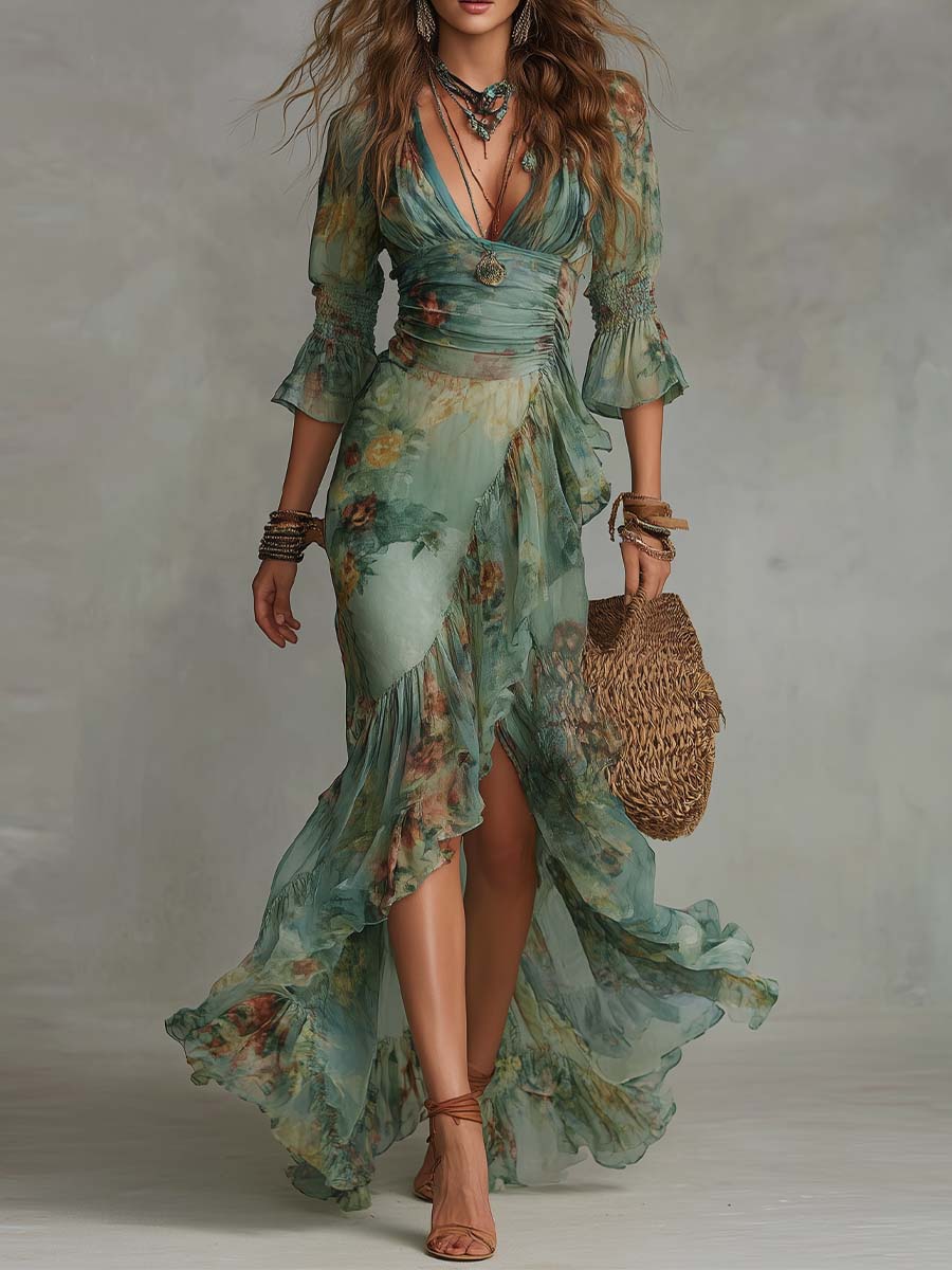 Alma | Vestido largo con estampado floral rom¨¢ntico