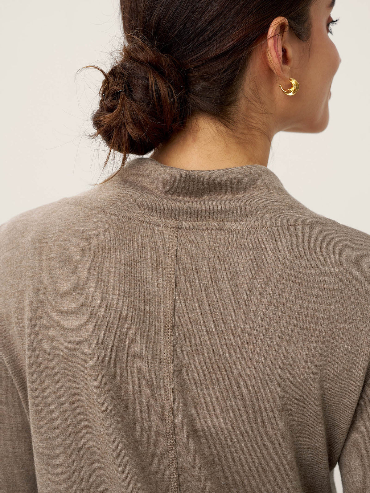 Cashmere Asymmetric Cowl Neck Stretch Top TATIANA