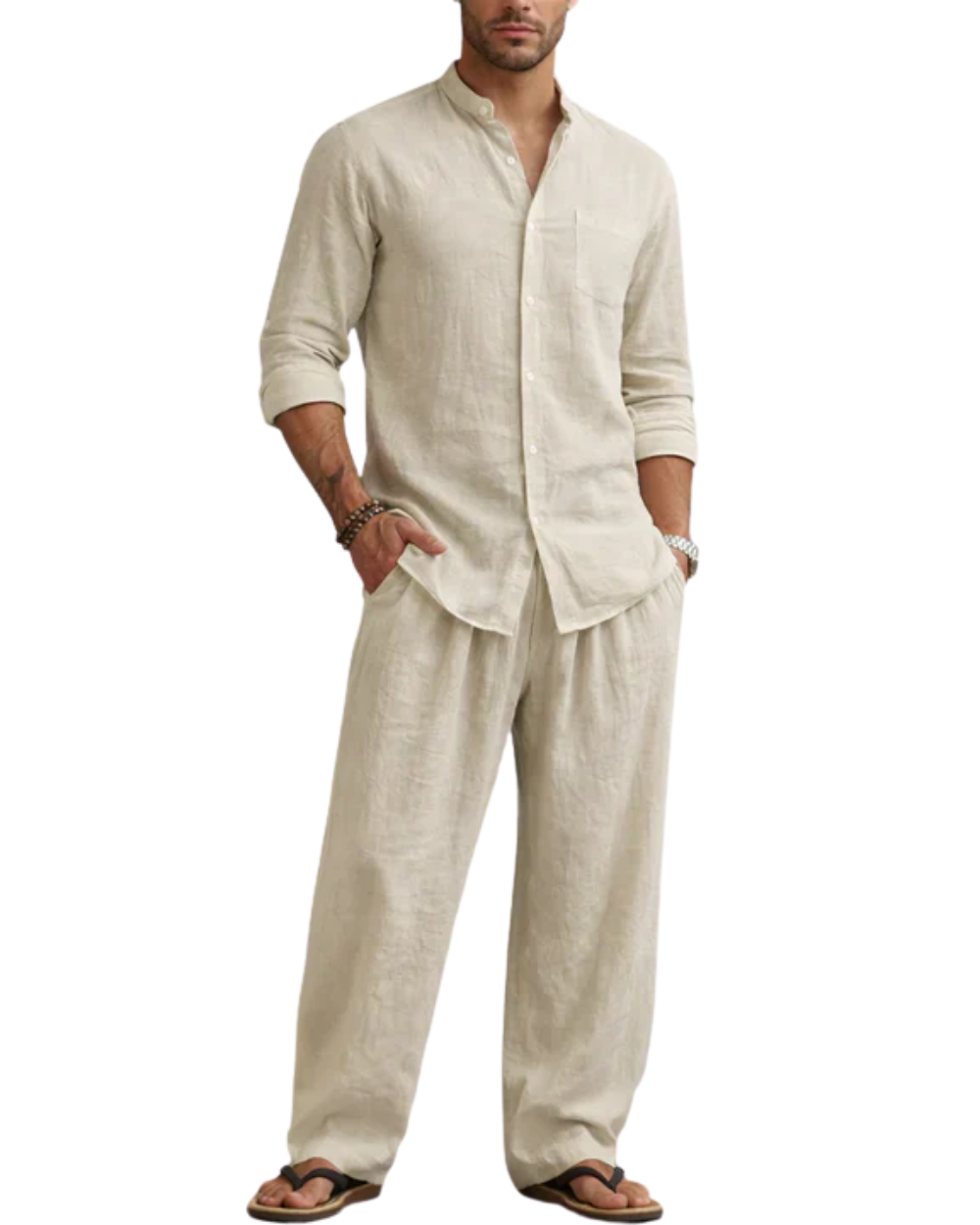 Emiliano? - Conjunto de lino con camisa y pantal¨®n relajado