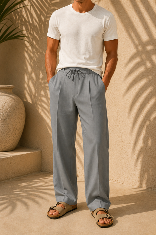 Torino - Pantalones Rectos de Algod¨®n y Lino