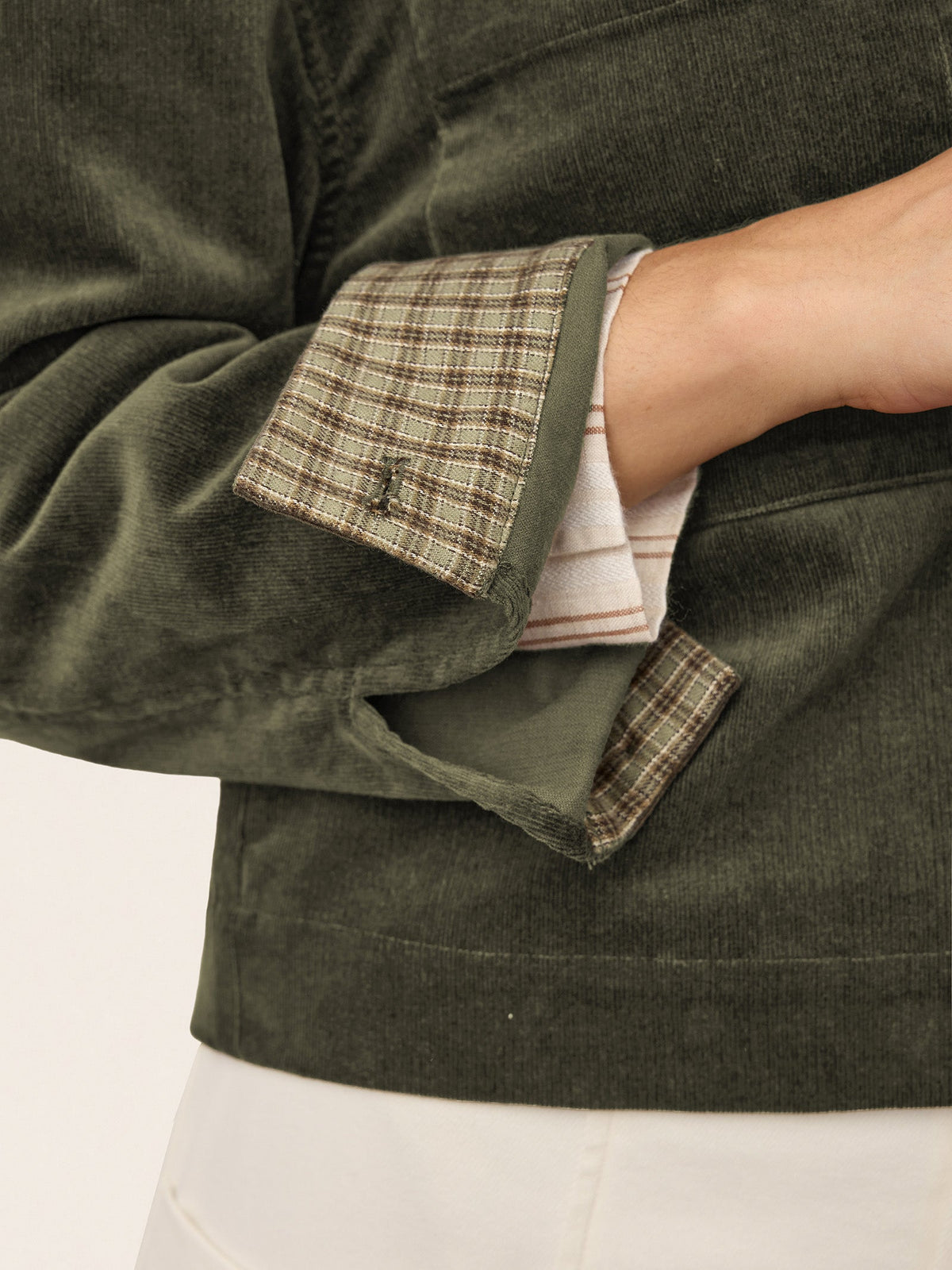 Contrast Check Collar Cropped Jacket FLORENZA