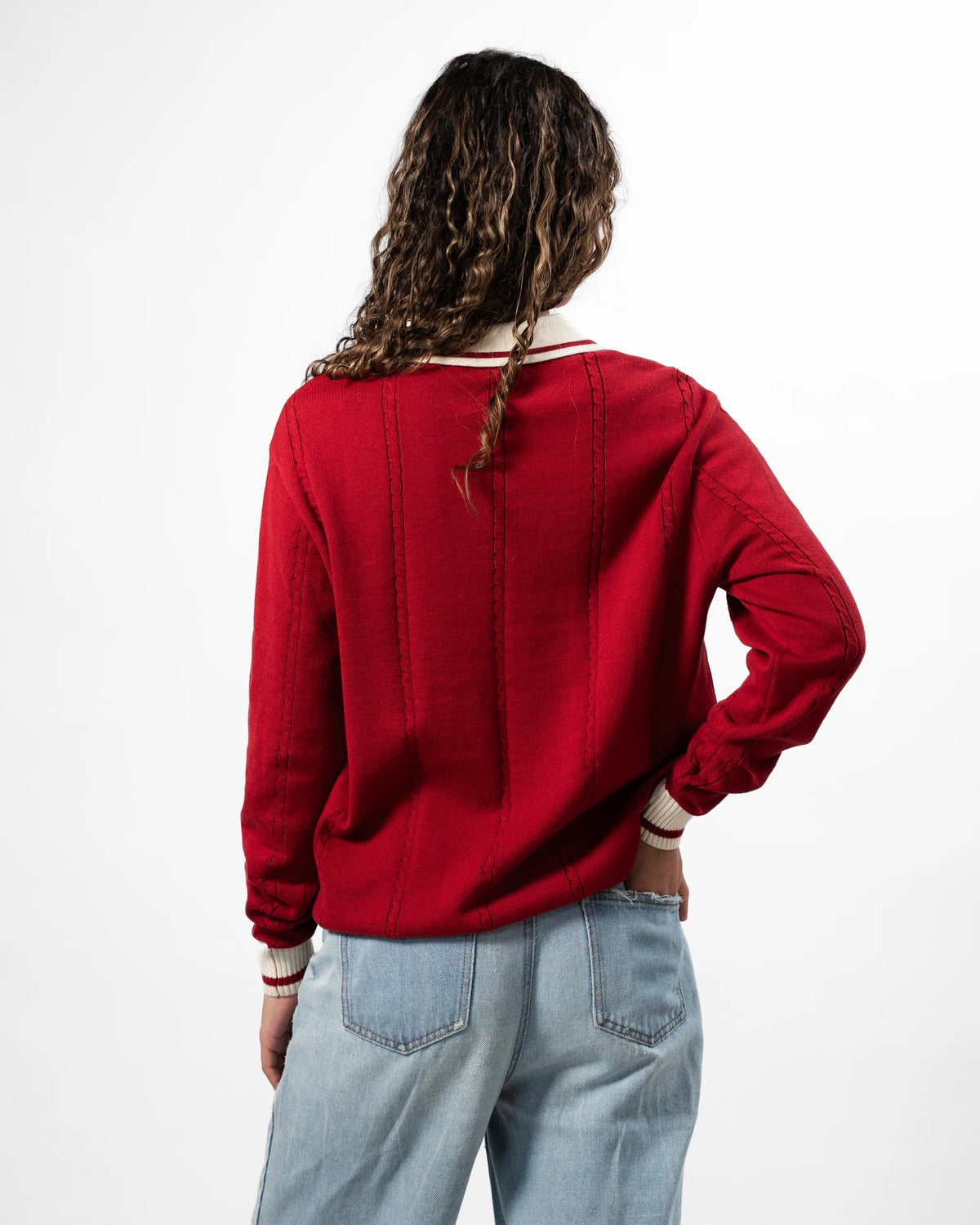 Liverpool Cable LS Knit Red