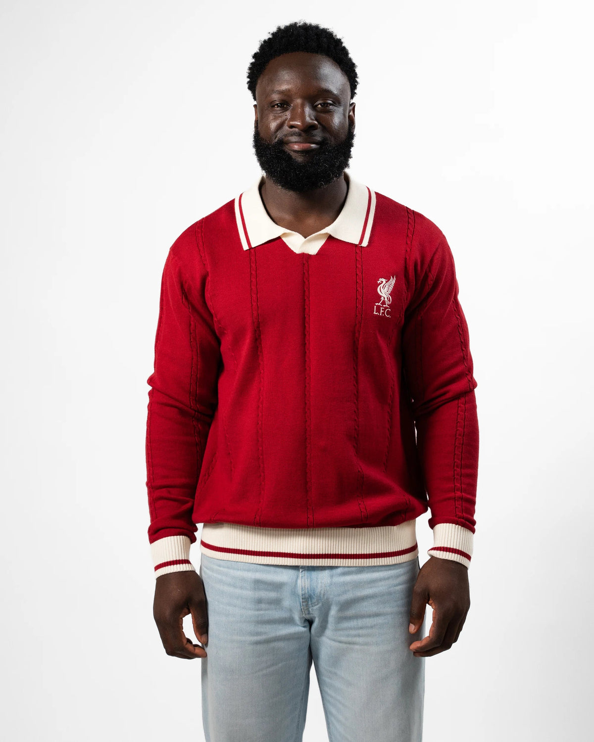 Liverpool Cable LS Knit Red