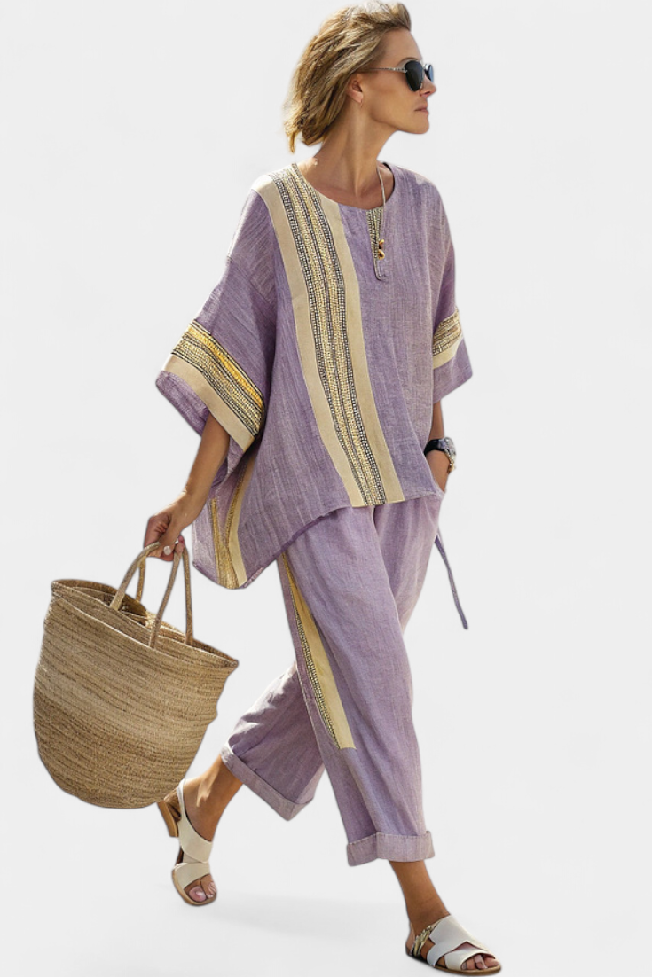 Lorena - Conjunto boho de lino y bamb¨²