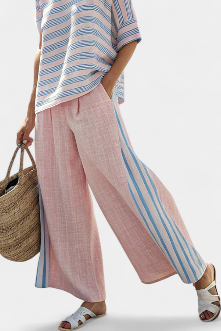 Celia - Conjunto de lino y bamb¨² rosa