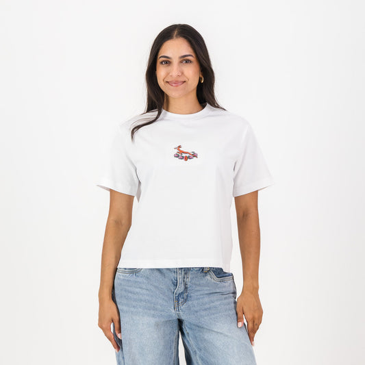 Springboks 95 Ladies Crop Boxy Crew Tee-White