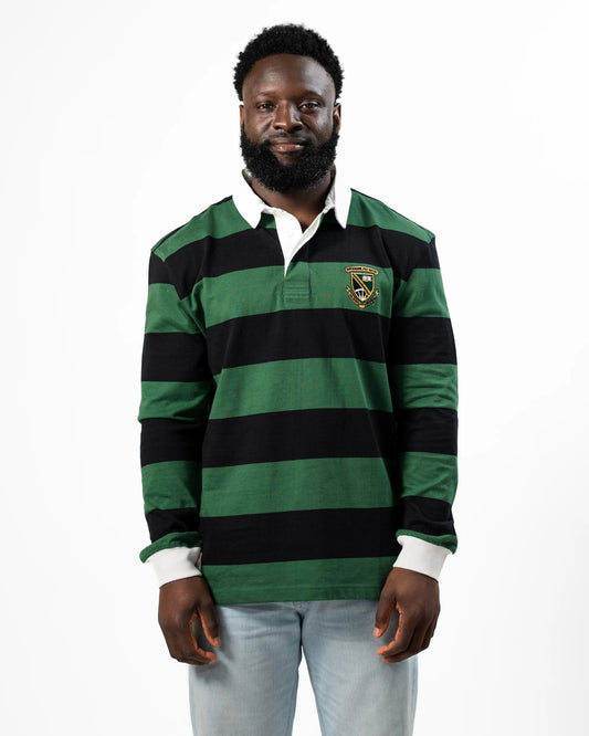 Schools Hoerskool Piet Retief Long Sleeve Rugby Jersey 8x8 YD Stripe Green&Black