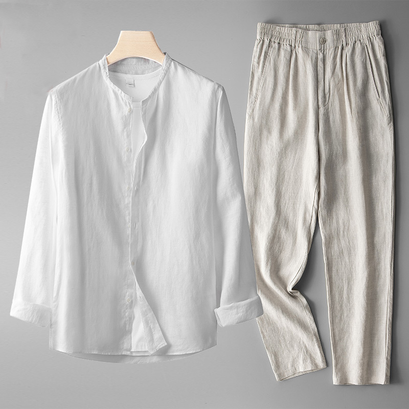 Lucas? - Conjunto casual sofisticado con camisa cl¨¢sica y pantal¨®n moderno