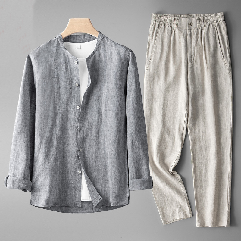 Lucas? - Conjunto casual sofisticado con camisa cl¨¢sica y pantal¨®n moderno
