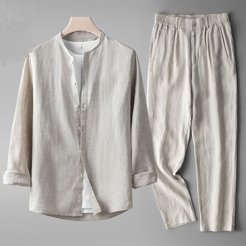 Lucas? - Conjunto casual sofisticado con camisa cl¨¢sica y pantal¨®n moderno