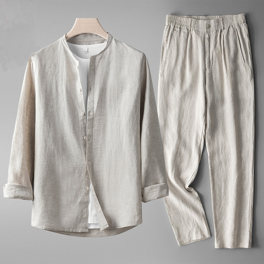 Lucas? - Conjunto casual sofisticado con camisa cl¨¢sica y pantal¨®n moderno