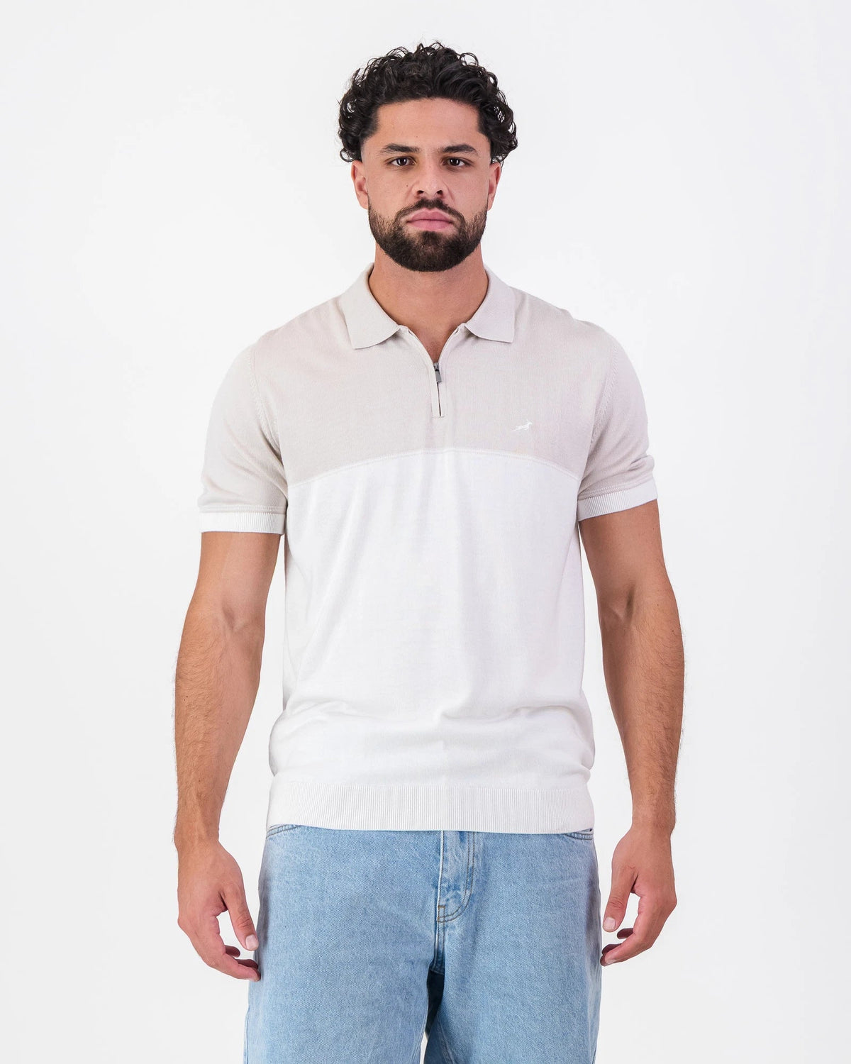 Springboks Colour Block Zip Knit SS Polo
