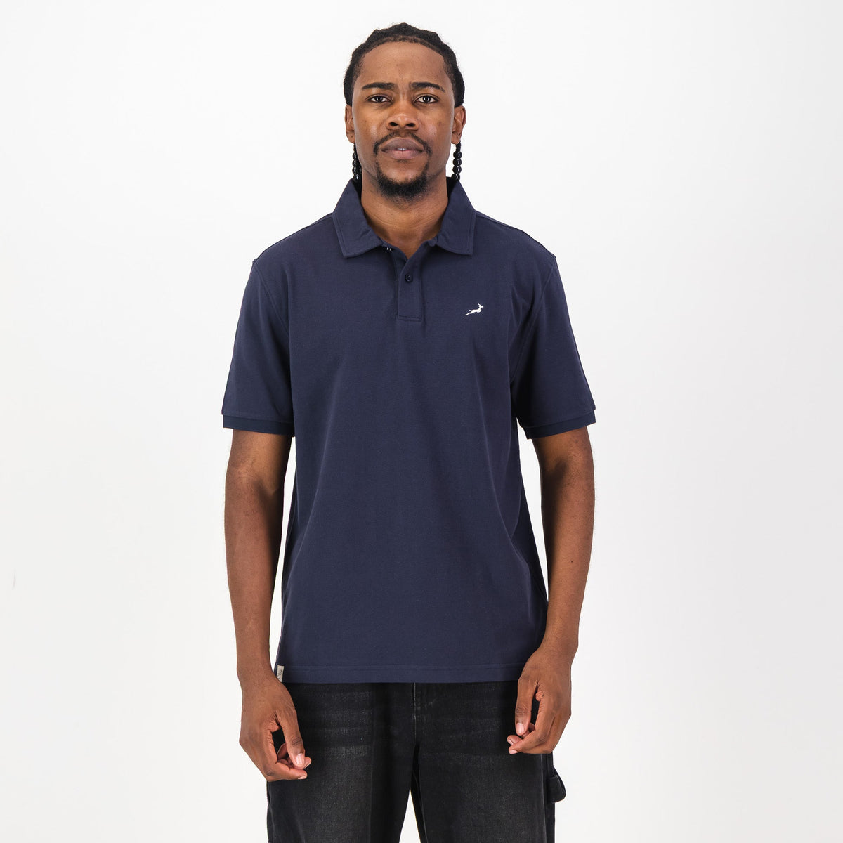 Springboks Contrast Embroidery Polo-Navy