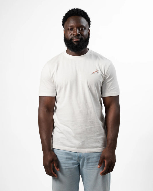 Springboks SML EMB Bok Regular Crew Tee-White
