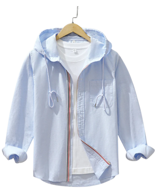 Luis? - Chaqueta ligera celeste premium con capucha moderna