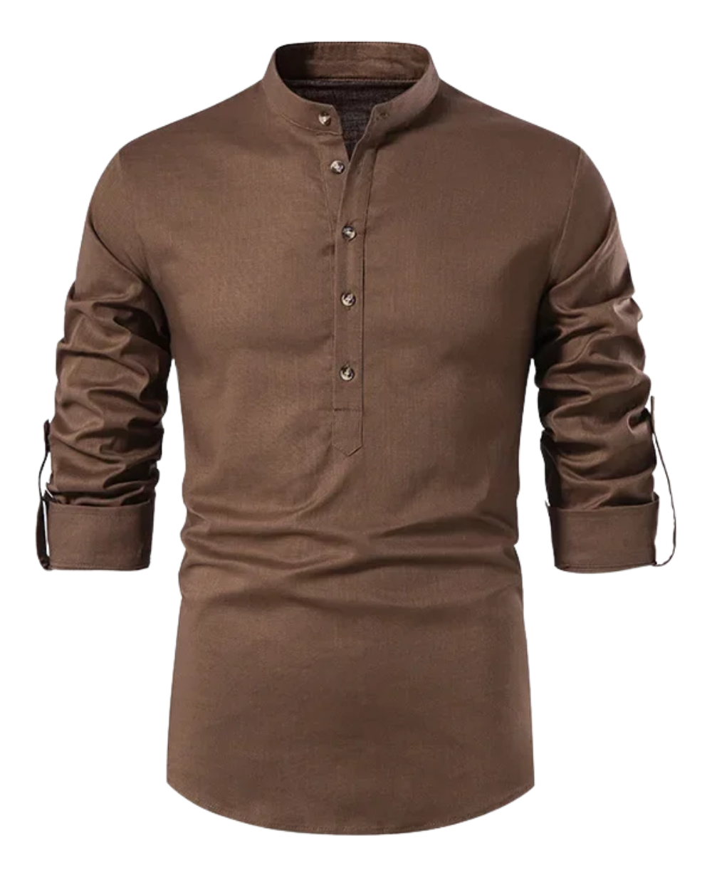Crist¨®bal? - Camisa marr¨®n ajustada con acabado premium