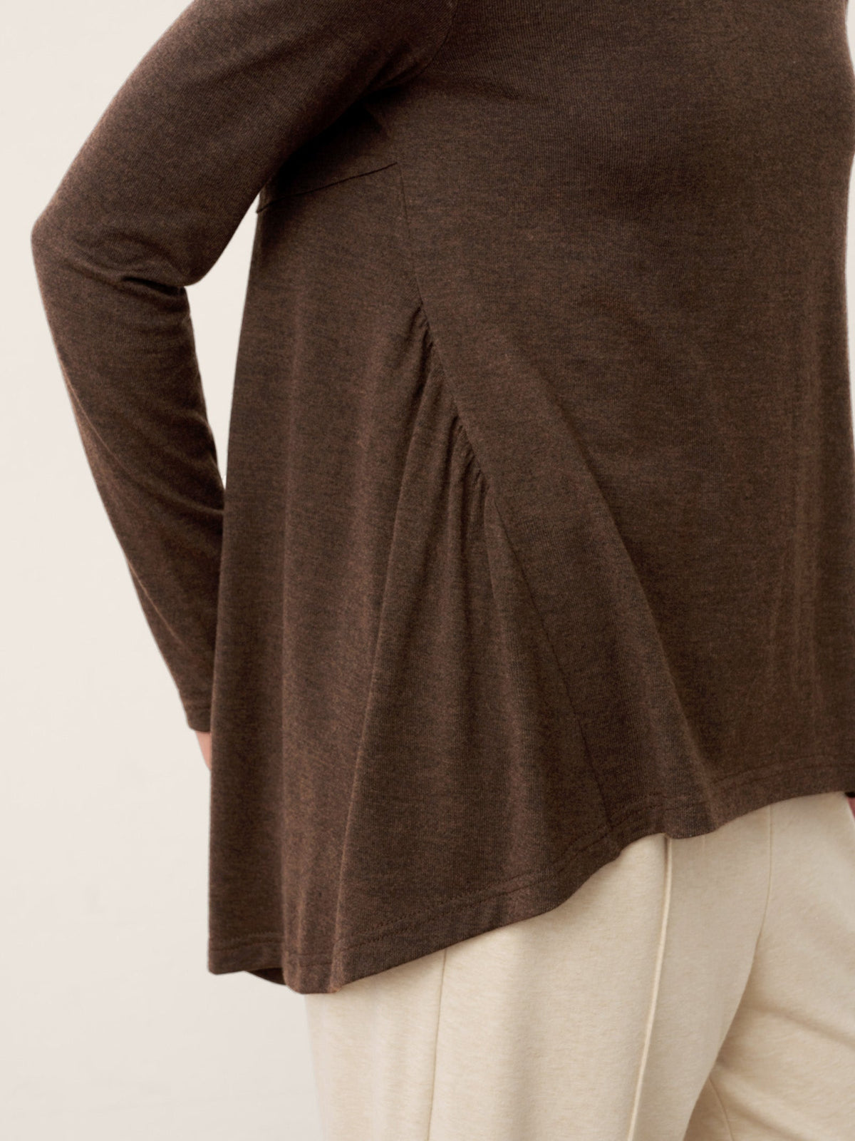 Wool Panelled Ruched Asymmetric Hem Top KALISTA