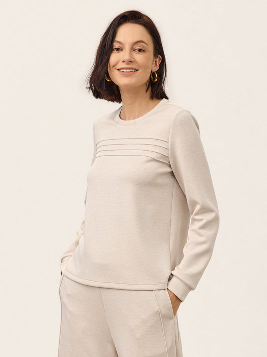 Wool Accordion Pleat Long Sleeve Top ORABEL