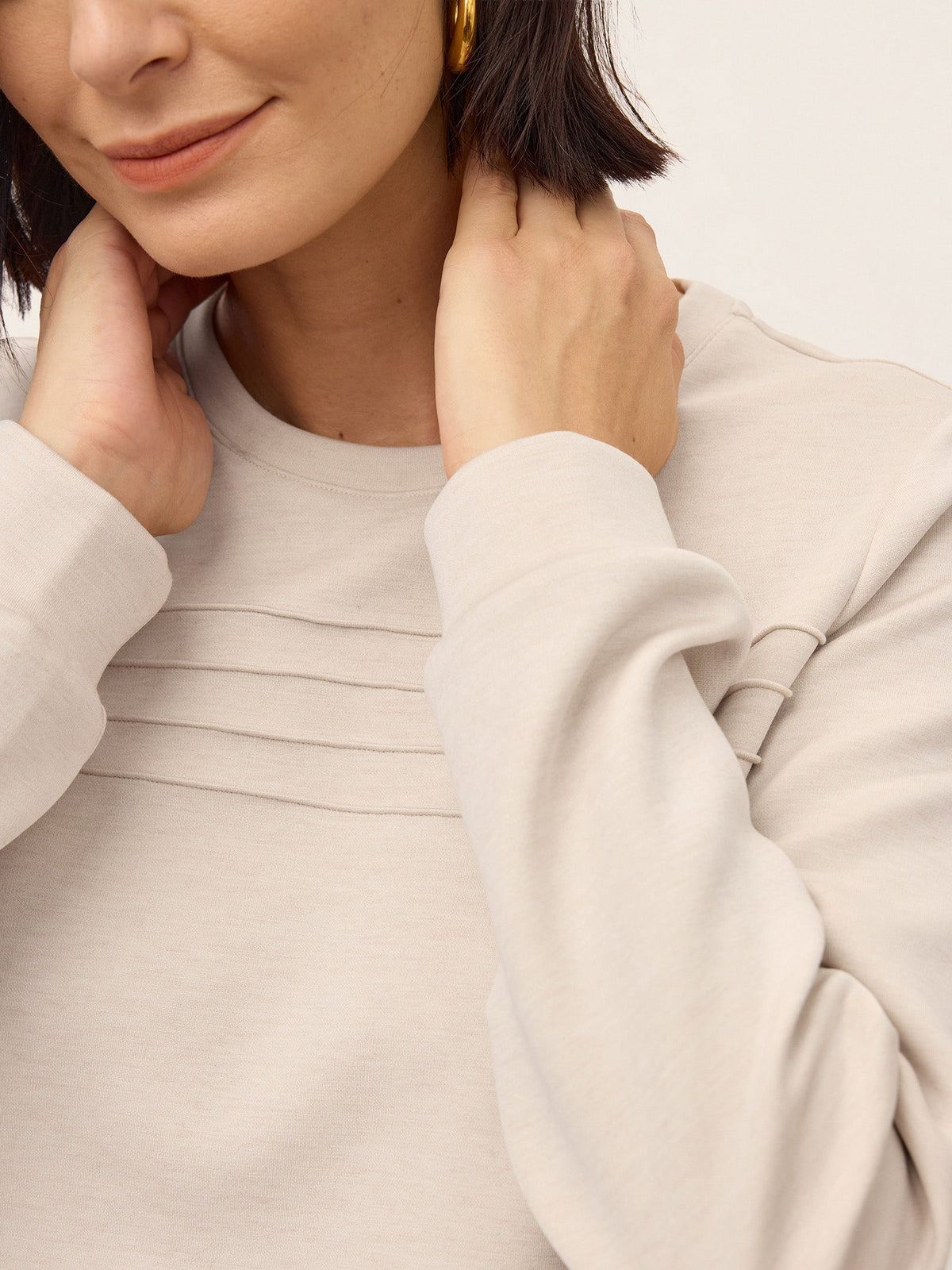 Wool Accordion Pleat Long Sleeve Top ORABEL