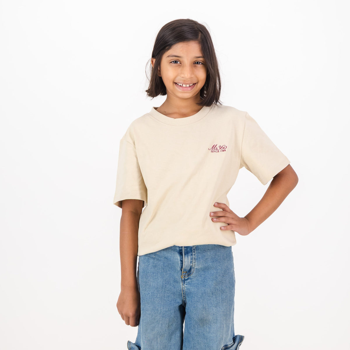 AB de Villiers 360 Back Graphic Kids Crew T-Shirt Ivory
