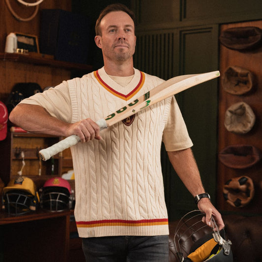 AB de Villiers 360 Crest Knit Vest Cable Ivory