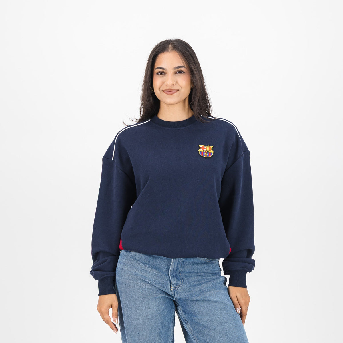 Barcelona FC Colour Block Crew Sweat - Navy