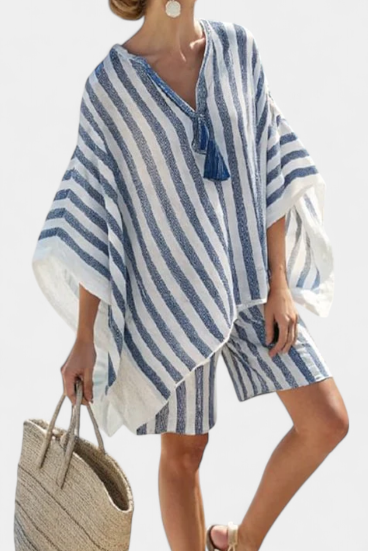 Salom¨¦ - Conjunto de camiseta y pantalones cortos a rayas