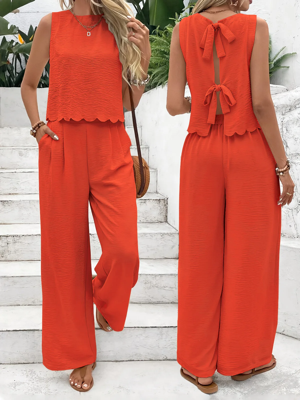 Conjunto Valeria?|  Chaleco con p¨¦talos y pantalones