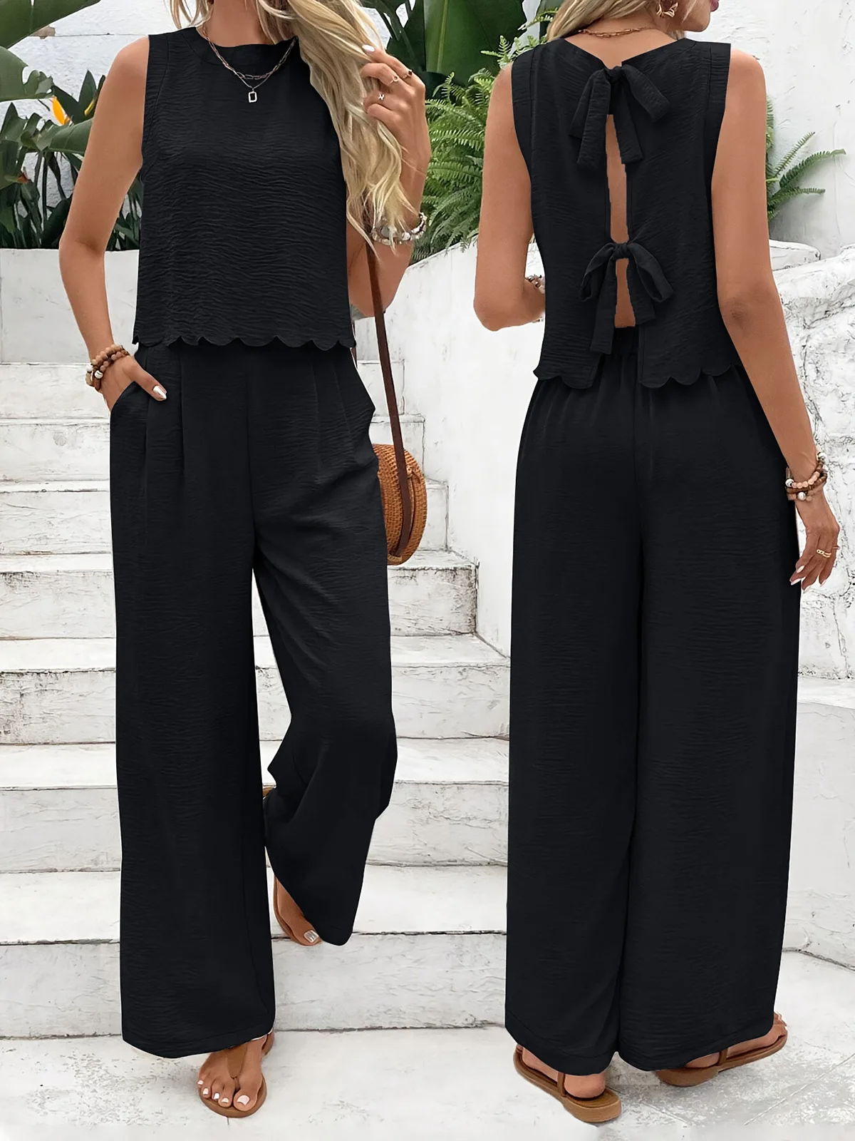 Conjunto Valeria?|  Chaleco con p¨¦talos y pantalones