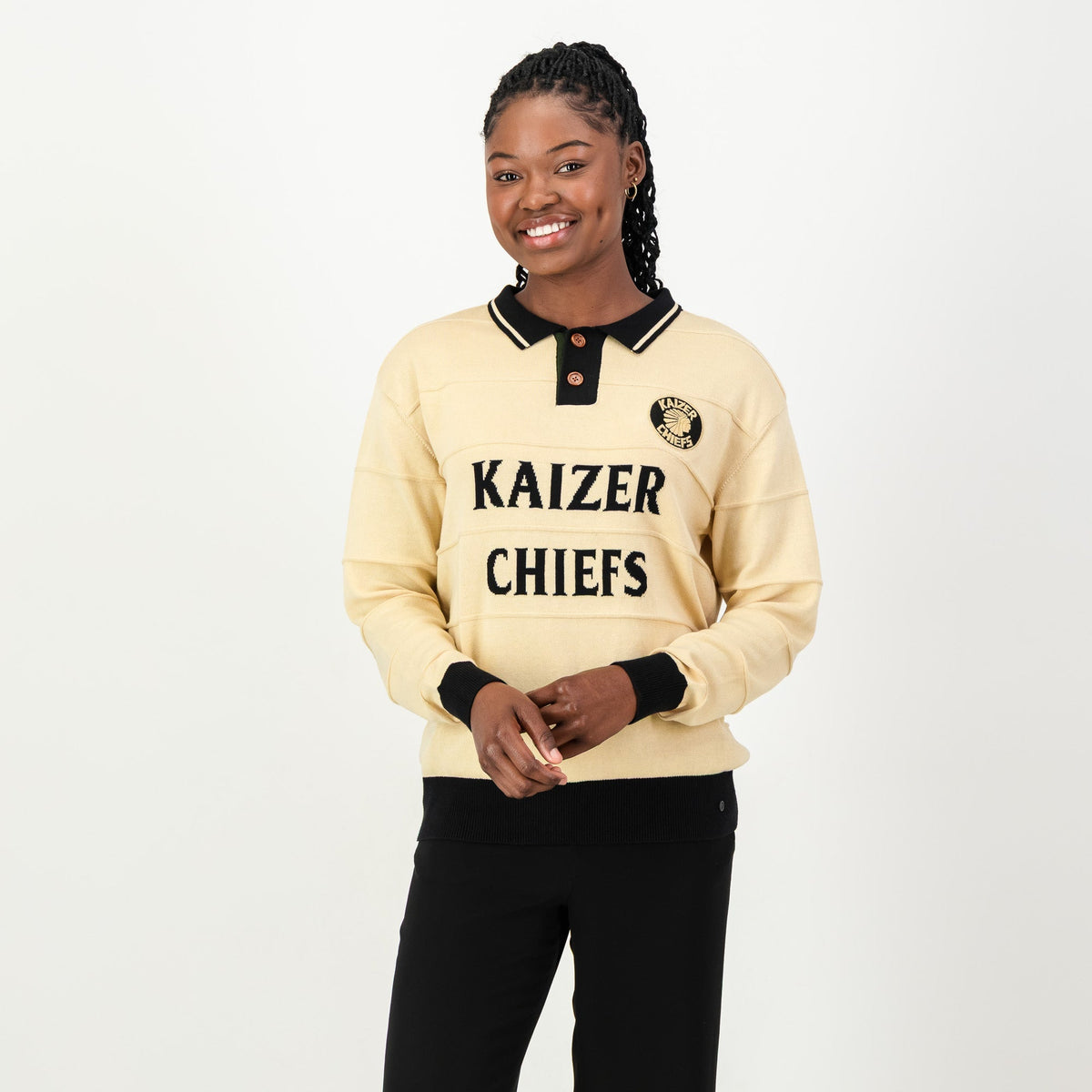 Kaizer Chiefs Long Sleeve Knitted Jersey-Butter
