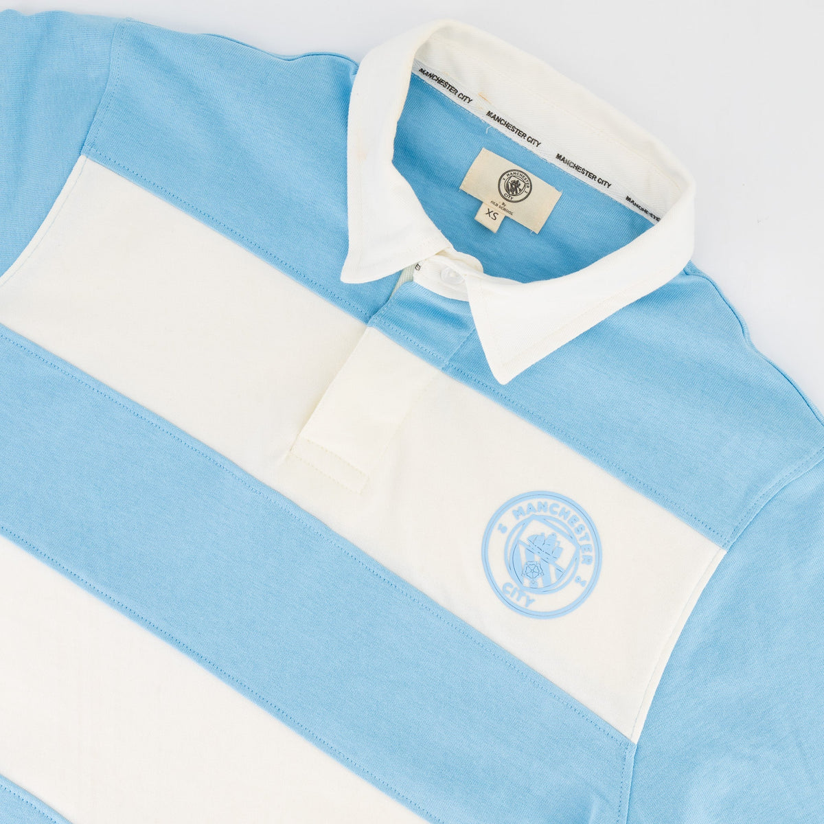 Manchester City Stripe SS Rugby Polo - Sky Blue