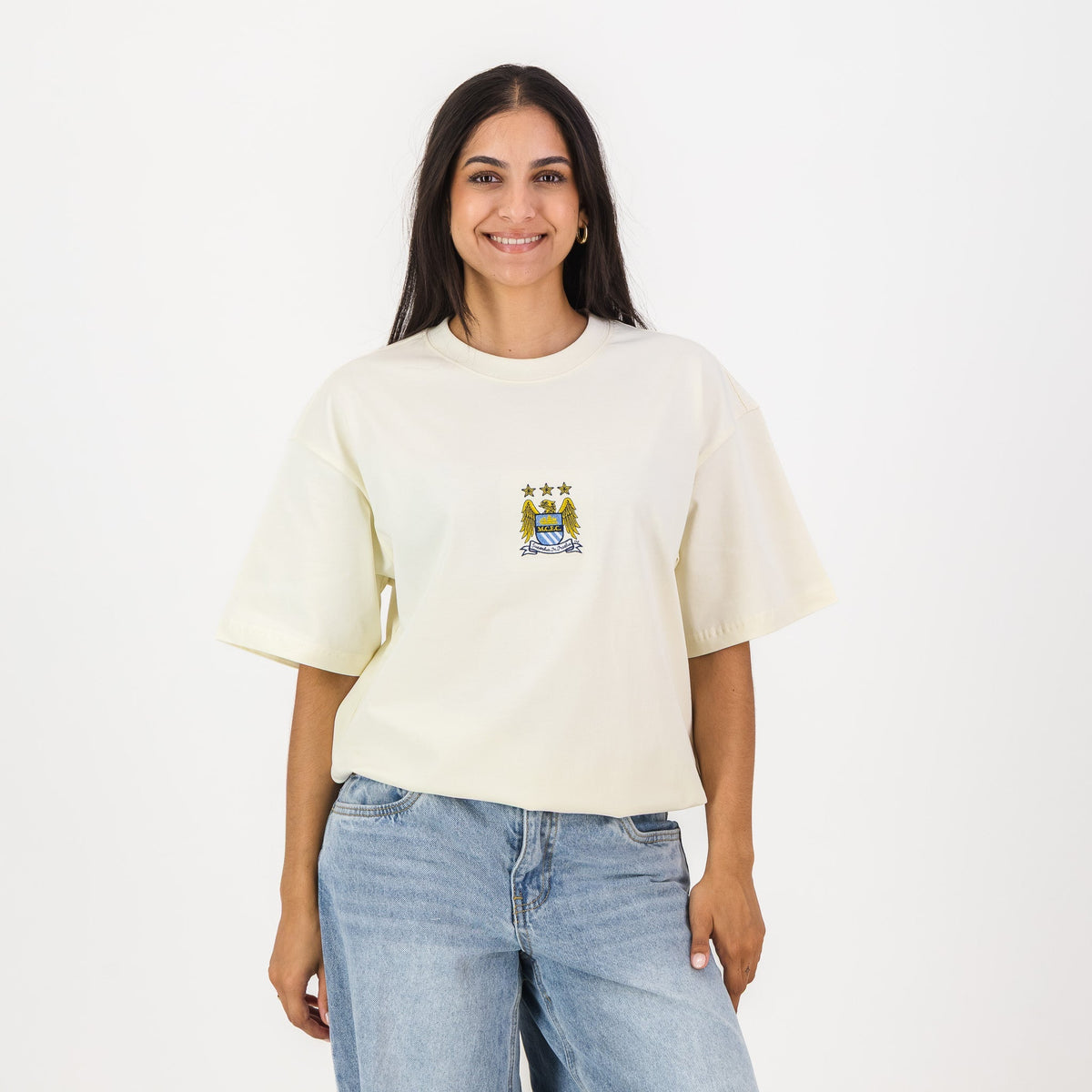 Manchester City Vintage Crest Boxy Tee-Cloud Dancer