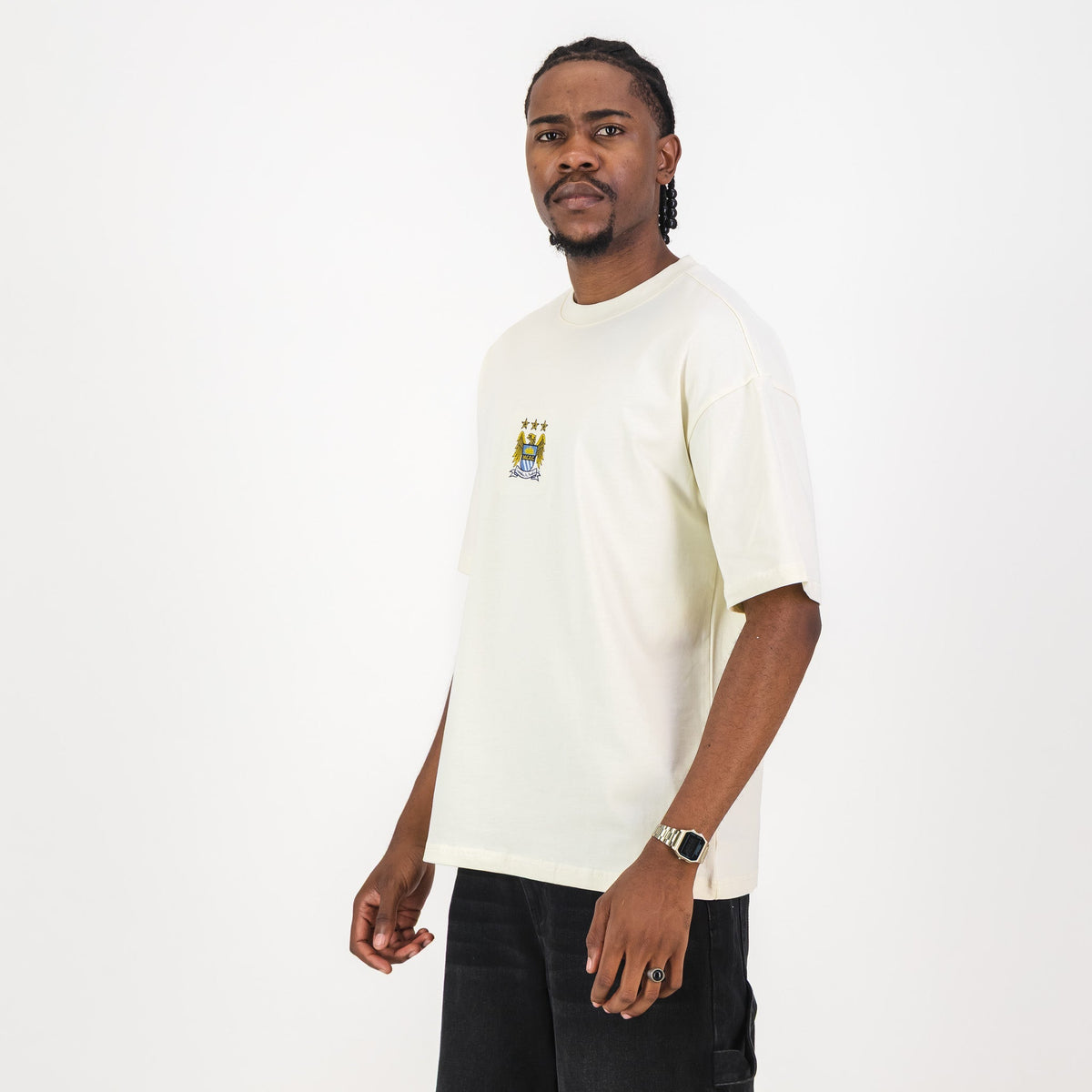 Manchester City Vintage Crest Boxy Tee-Cloud Dancer
