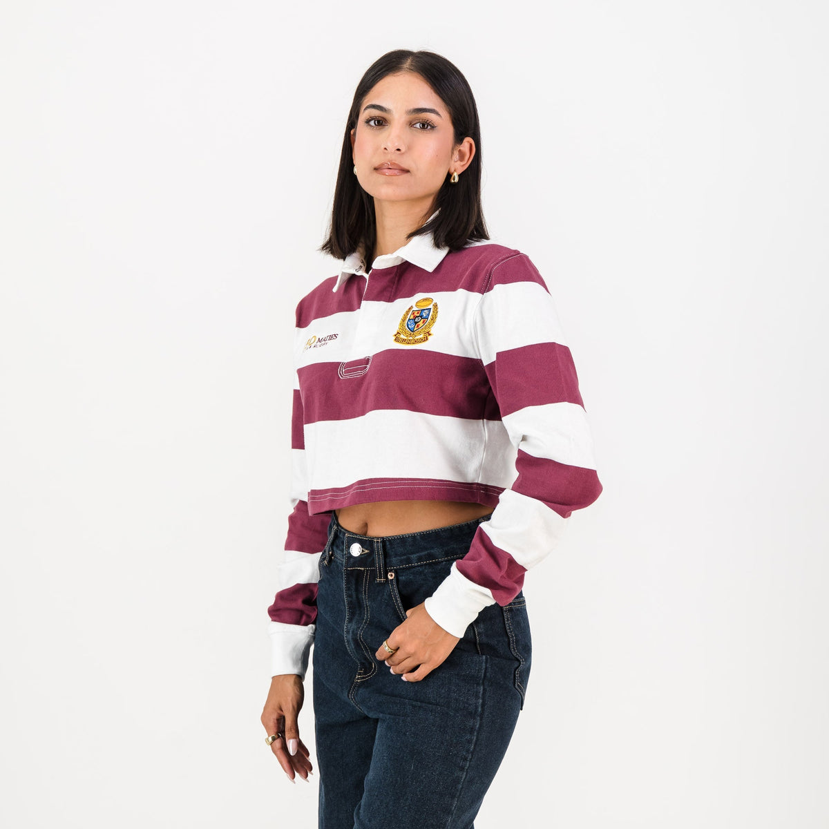 Schools Maties YD 8X8 Striped Crop-Maroon