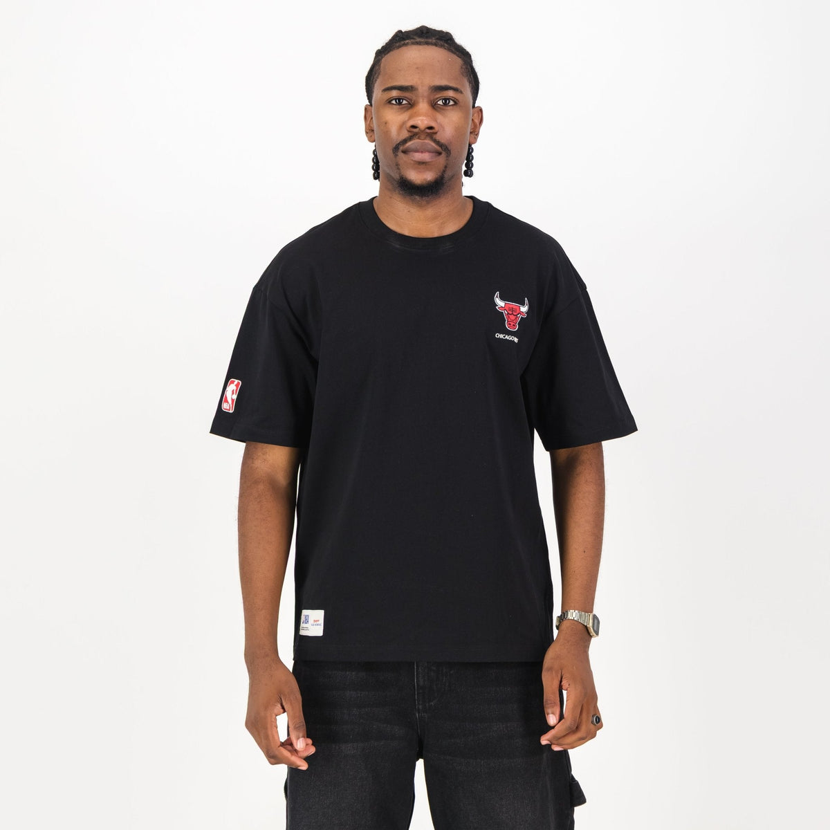 NBA Chicago Bulls Boxy Tee-Black
